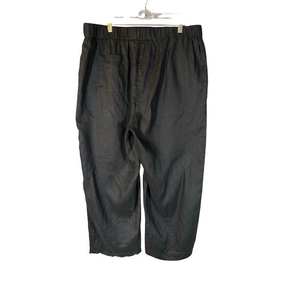 Quince Black 100% European Linen Black Wide Leg Pull-on Pants 1X Minimalist Plus - Picture 7 of 13